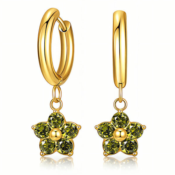 "Flowers" Earrings, 18K Gold Plated Steel