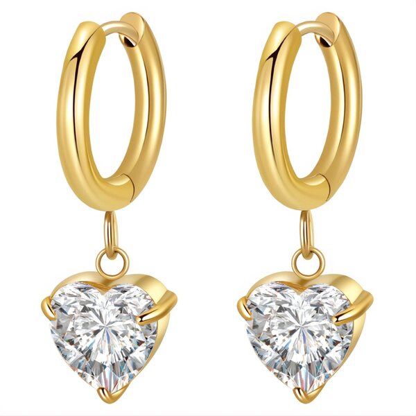 "Hearts" Earrings, 18K Gold Plated Steel