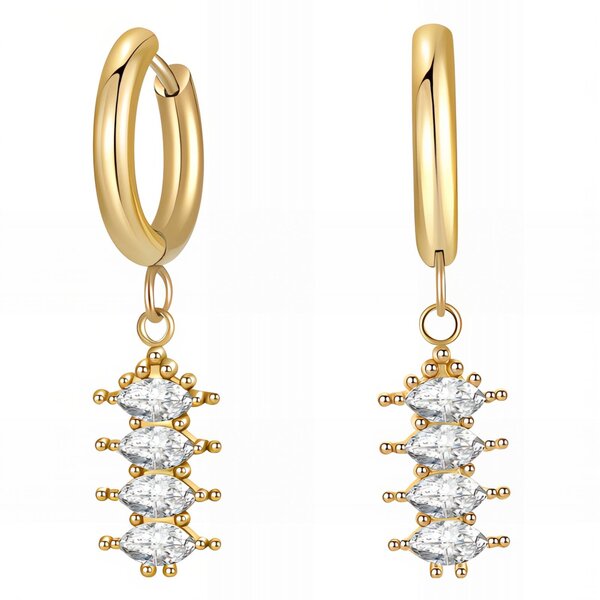 Earrings, 18K Gold Plated Steel