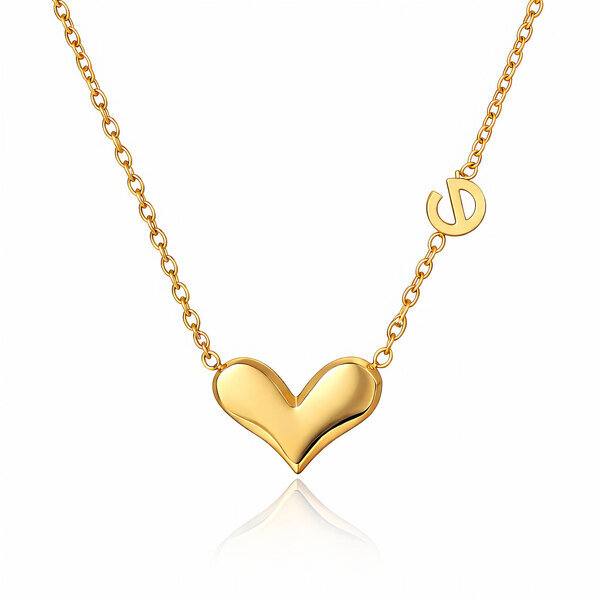 "Heart" Necklace, 18K Gold Plated Steel