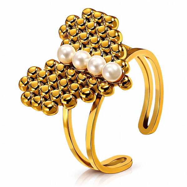 "Heart" Ring, 18K Gold Plated Steel