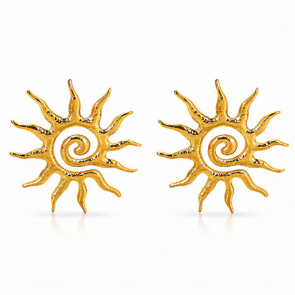 "Sun" Earrings, 18K Gold Plated Steel