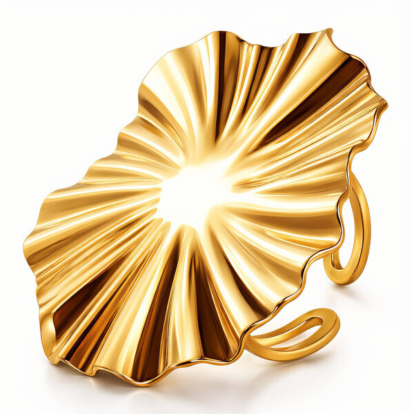 "Leaf" Ring, 18K Gold Plated Steel