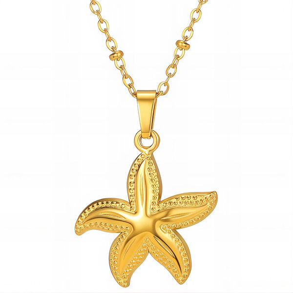 "Starfish" Necklace, 18K Gold Plated Steel