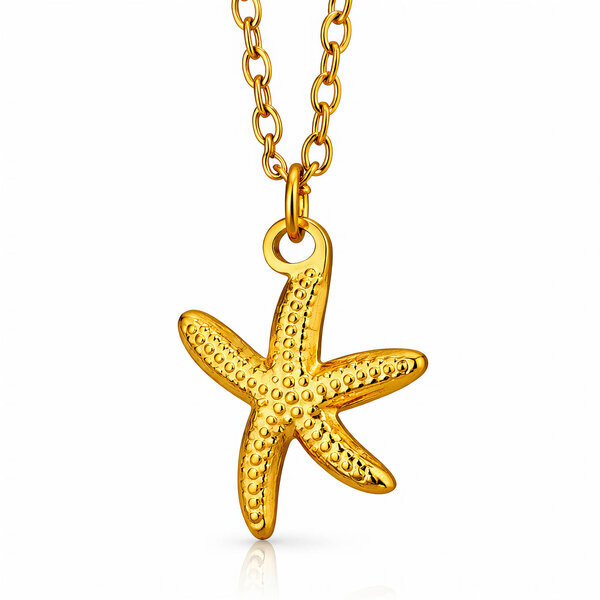 "Starfish" Necklace, 18K Gold Plated Steel