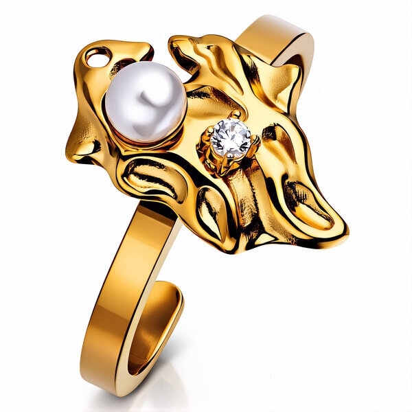 Ring, 18K Gold Plated Steel