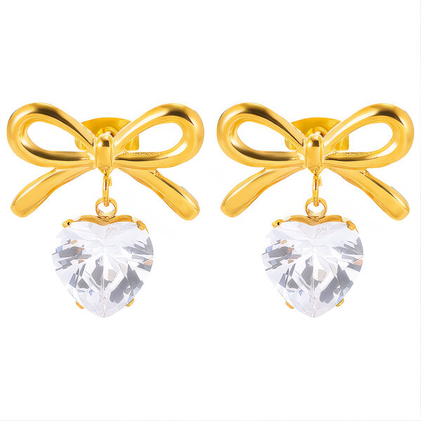 "Bows" Earrings, 18K Gold Plated Steel