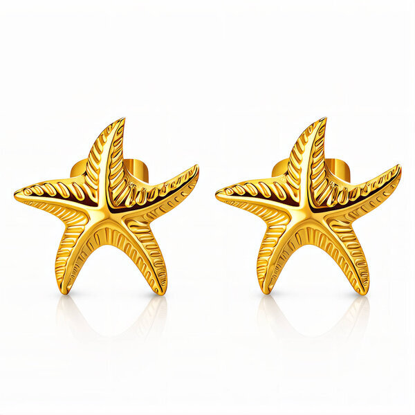 "Starfishes" Earrings, 18K Gold Plated Steel