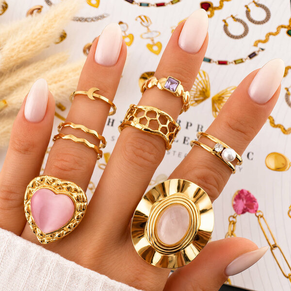 "Heart" Ring, 18K Gold Plated Steel