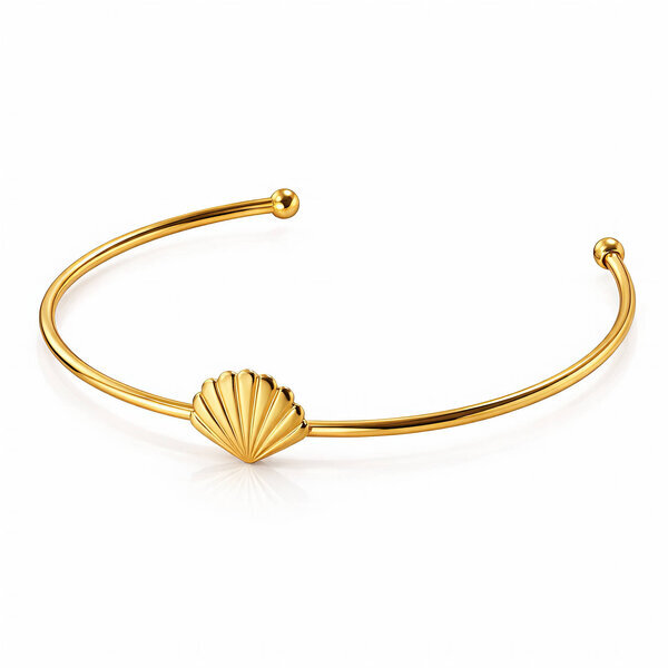 "Seashell" Bracelet, 18K Gold Plated Steel