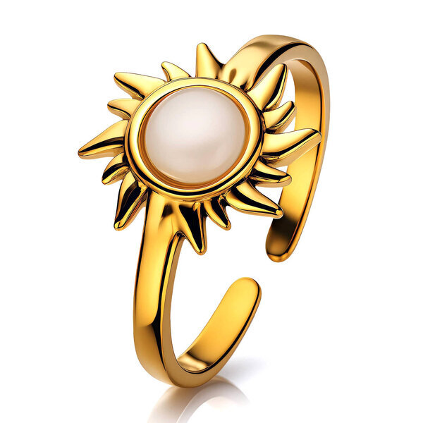 "Sun" Ring, 18K Gold Plated Steel