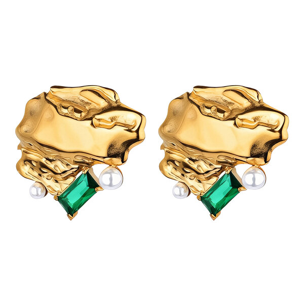 Earrings, 18K Gold Plated Brass