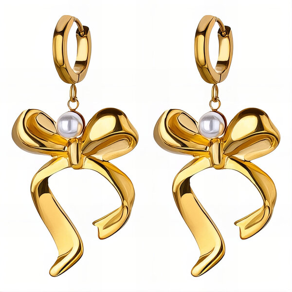 "Bows" Earrings, 18K Gold Plated Steel