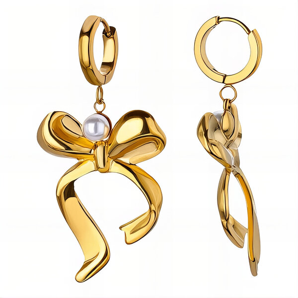 "Bows" Earrings, 18K Gold Plated Steel