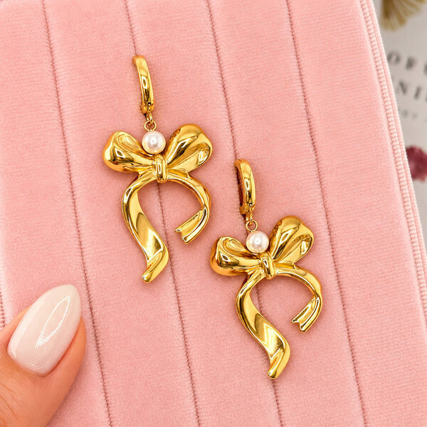 "Bows" Earrings, 18K Gold Plated Steel