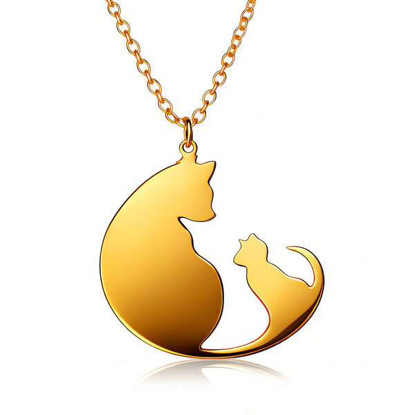 "Cats" Necklace, 18K Gold Plated Steel