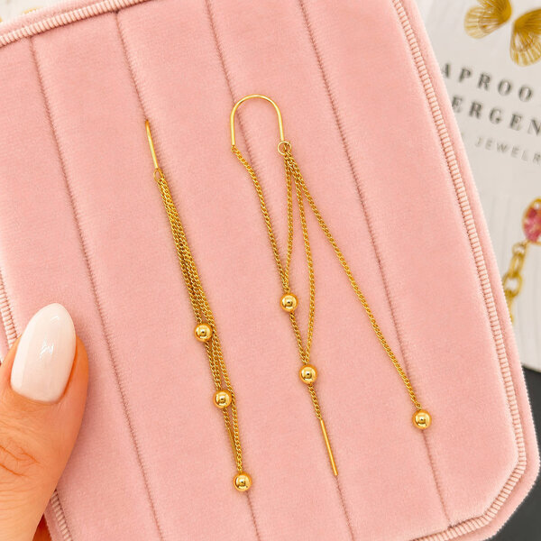 Earrings, 18K Gold Plated Steel