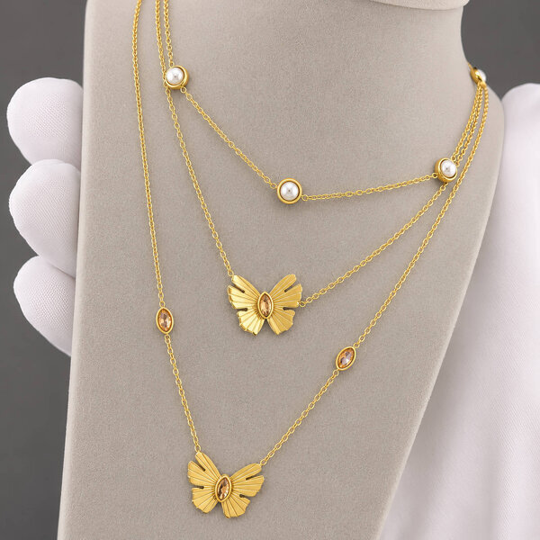 Necklace, 18K Gold Plated Steel