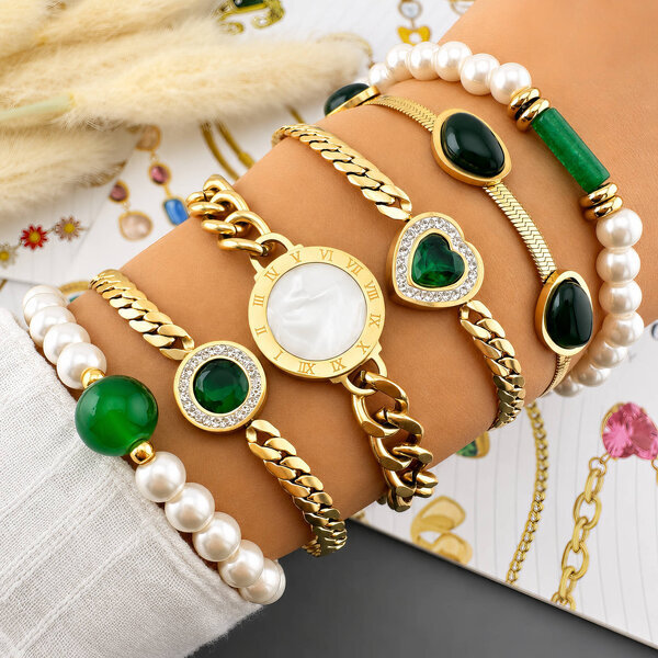 Bracelet, 18K Gold Plated Steel