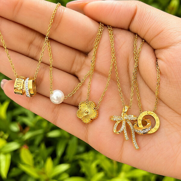 Necklace, 18K Gold Plated Steel