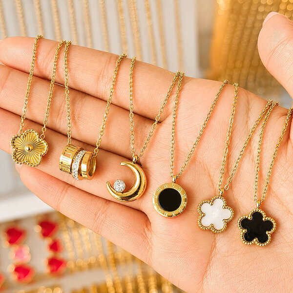 Necklace, 18K Gold Plated Steel