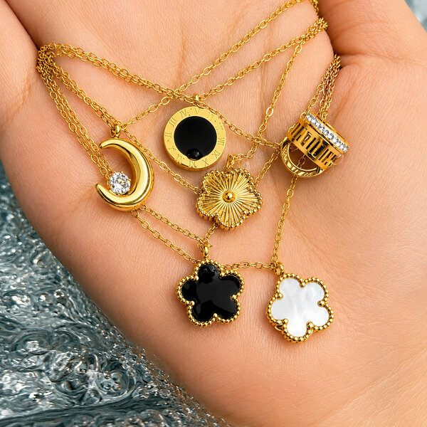 "Crescent" Necklace, 18K Gold Plated Steel