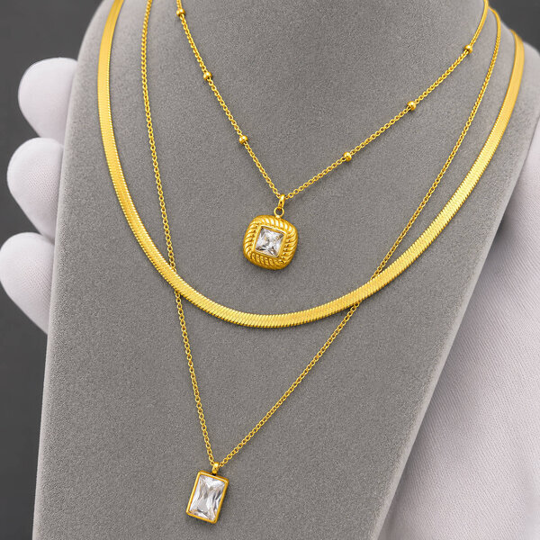 Necklace, 18K Gold Plated Steel