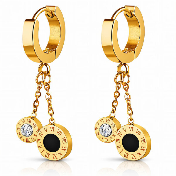 Earrings, 18K Gold Plated Steel