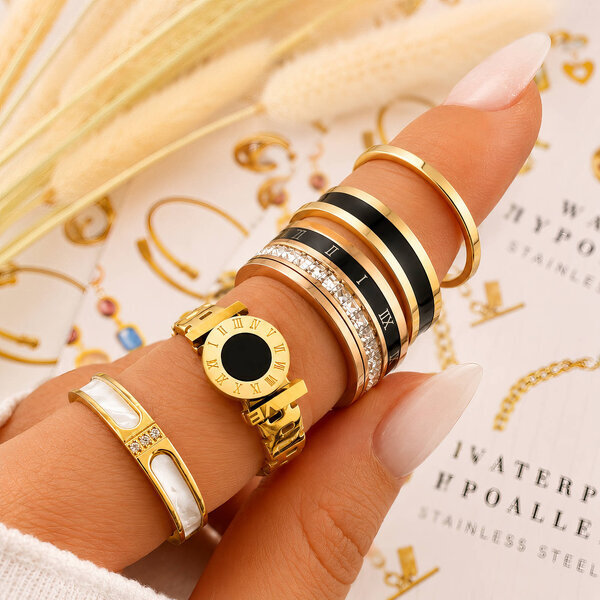Ring, 18K Gold Plated Steel