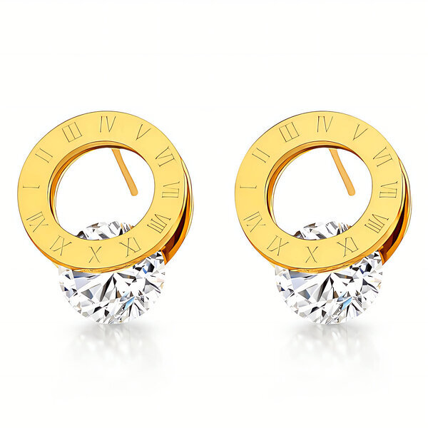 Earrings, 18K Gold Plated Steel