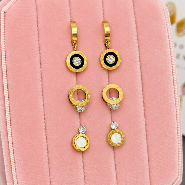 Earrings, 18K Gold Plated Steel