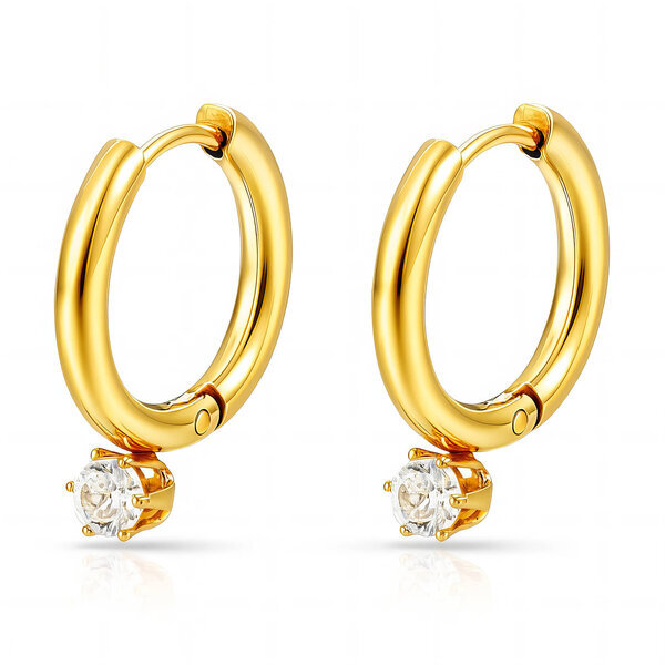 Earrings, 18K Gold Plated Steel