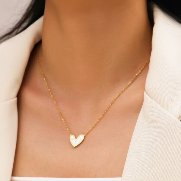 "Heart" Necklace, 18K Gold Plated Steel