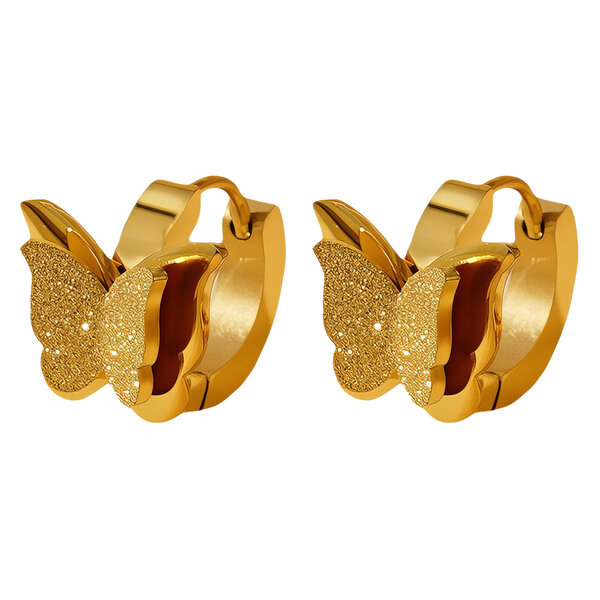 "Butterflies" Earrings, 18K Gold Plated Steel