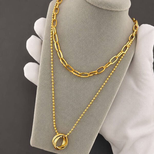 Necklace, 18K Gold Plated Steel