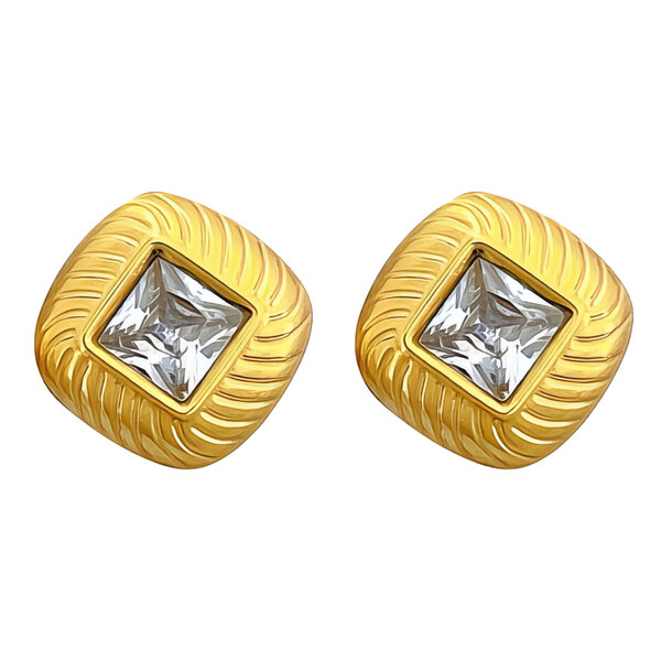 Earrings, 18K Gold Plated Steel