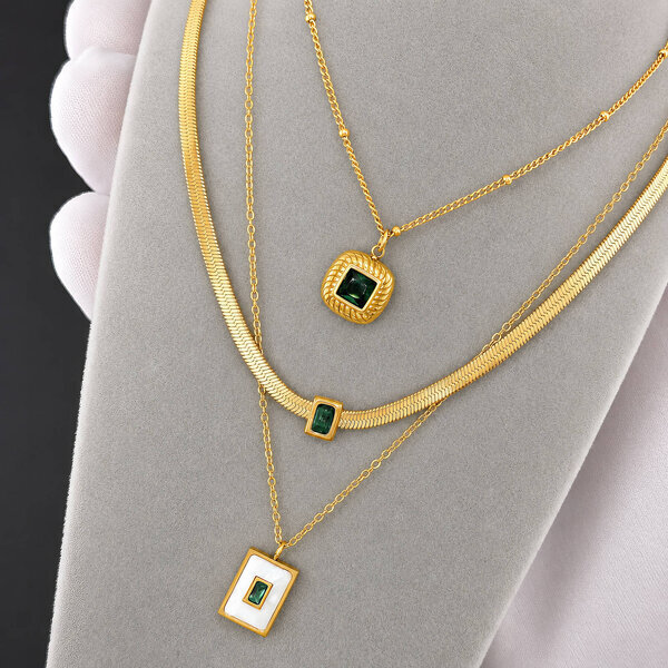 Necklace, 18K Gold Plated Steel