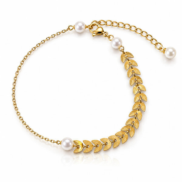 "Leaves" PVD Gold-Plated Stainless Steel Anklet - Intensity