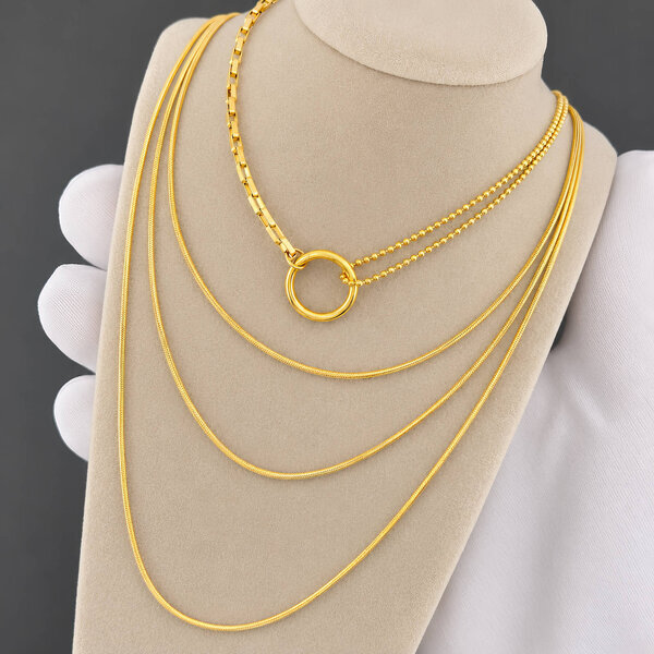 "Circle" Necklace, 18K Gold Plated Steel