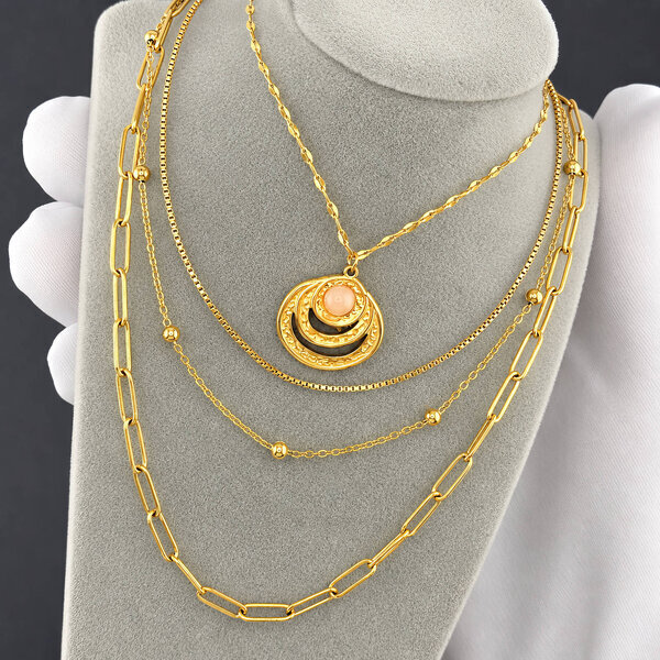 Necklace, 18K Gold Plated Steel