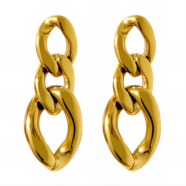 Earrings, 18K Gold Plated Steel
