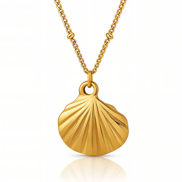 "Shell" Necklace, 18K Gold Plated Steel