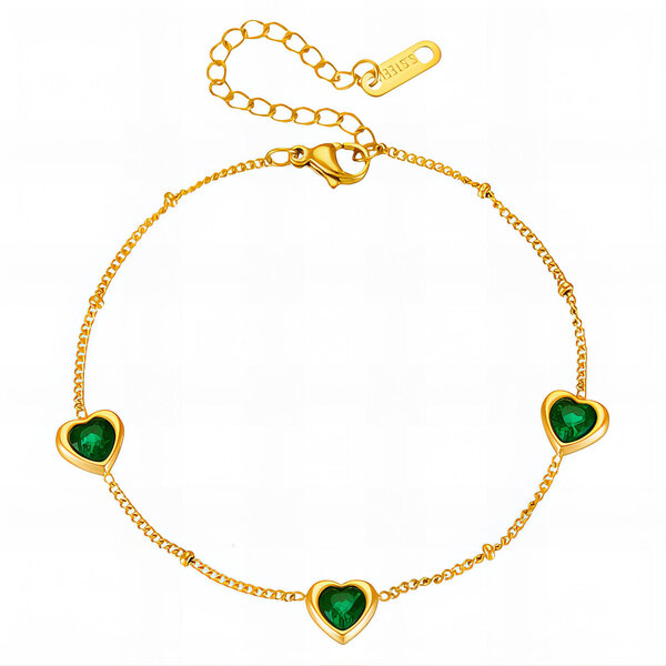 "Hearts" Bracelet, 18K Gold Plated Steel