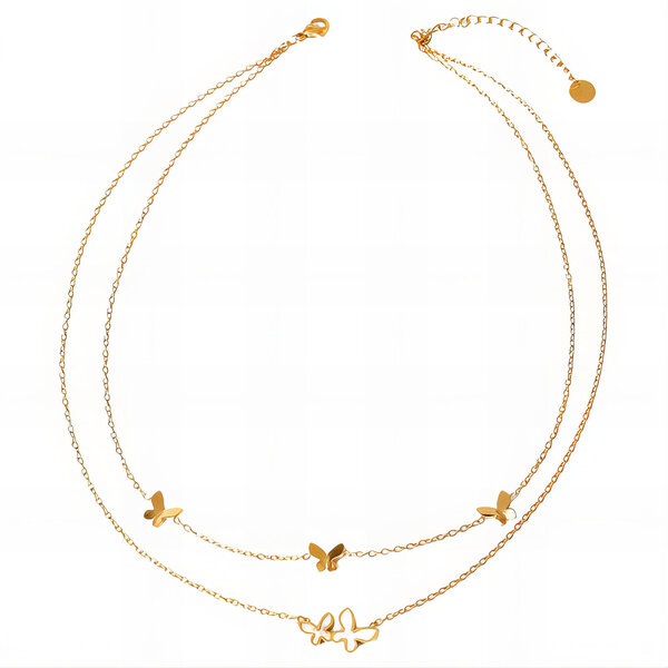 "Butterflies" Necklace, 18K Gold Plated Steel