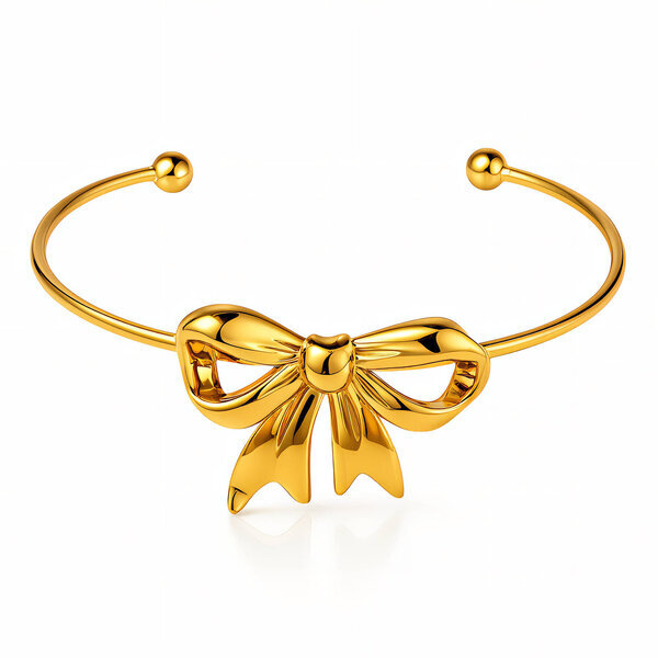 "Bow" Bracelet, 18K Gold Plated Steel