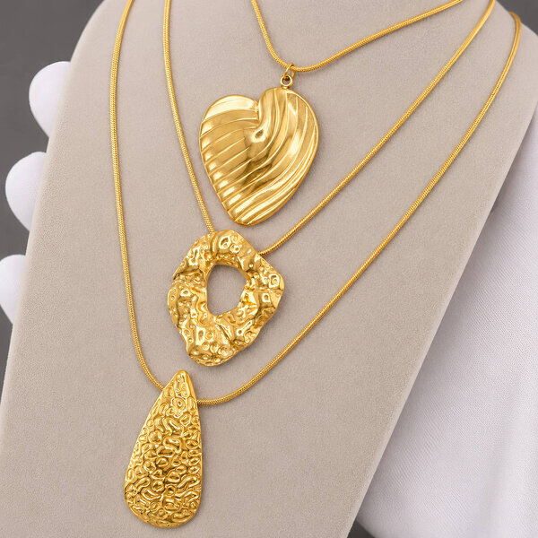 "Heart" Necklace, 18K Gold Plated Steel