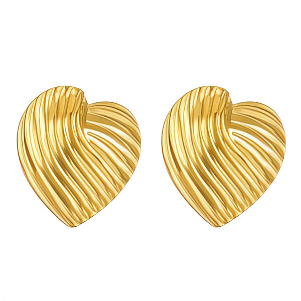 "Hearts" Earrings, 18K Gold Plated Steel