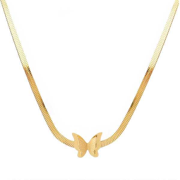 "Butterfly" Necklace, 18K Gold Plated Steel