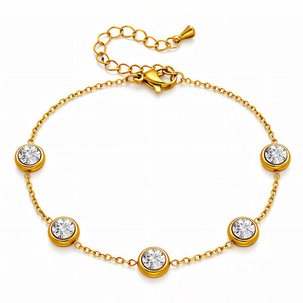 Bracelet, 18K Gold Plated Steel