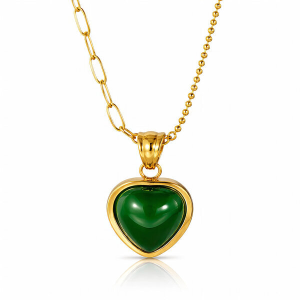 "Heart" Necklace, 18K Gold Plated Steel